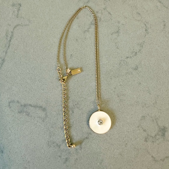 Kate Spade Idiom Reversible Necklace - Clean Slate gold white circle coin - Picture 9 of 16
